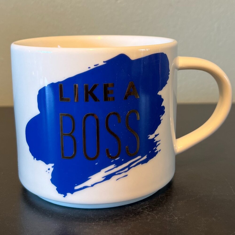 Threshold LIKE A BOSS Blur Porcelain Coffee Mug Tea Cup Metallic Gold Lettering